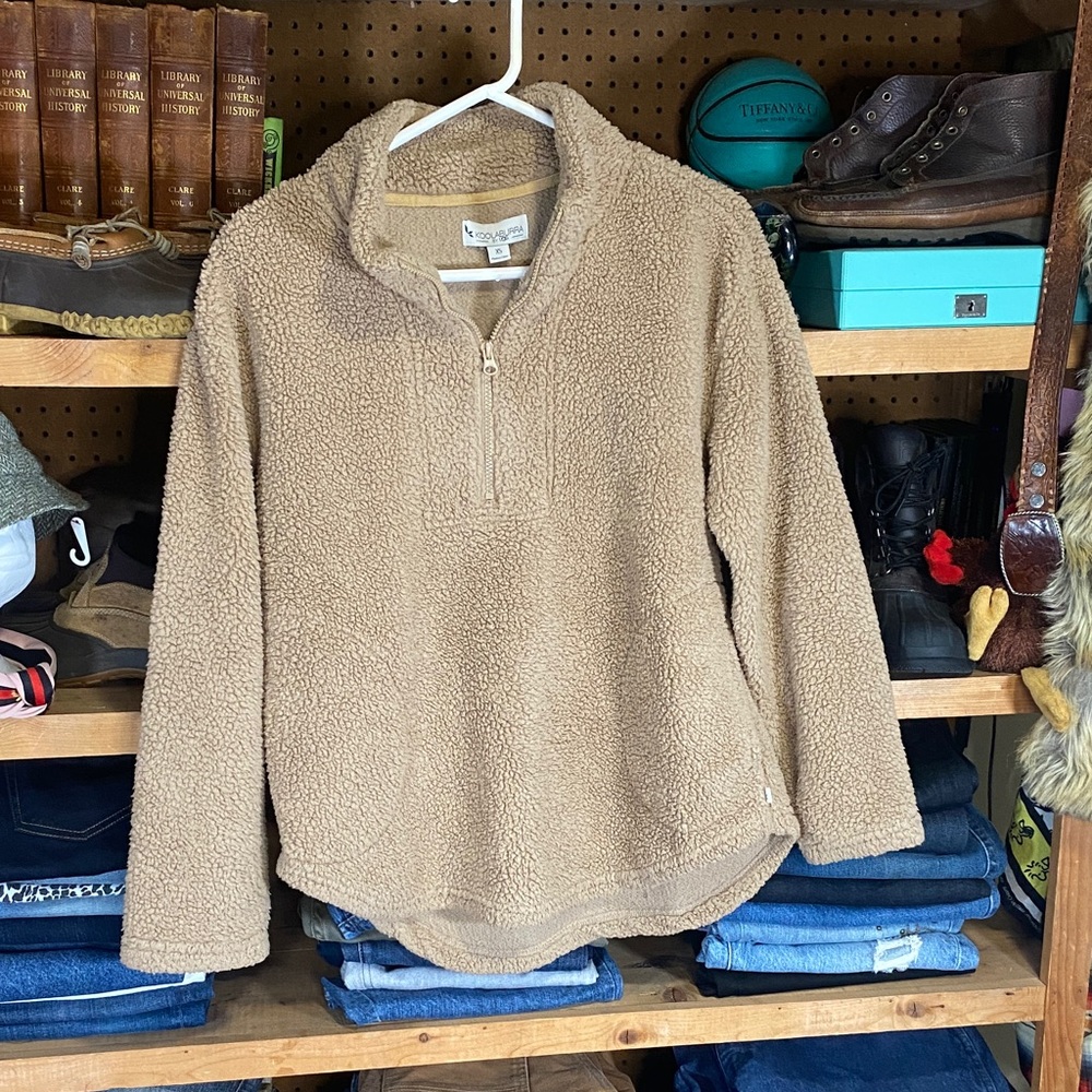 Koolaburra by UGG Women’s Sherpa Quarter-Zip Pullover in Camel Tan Size XS